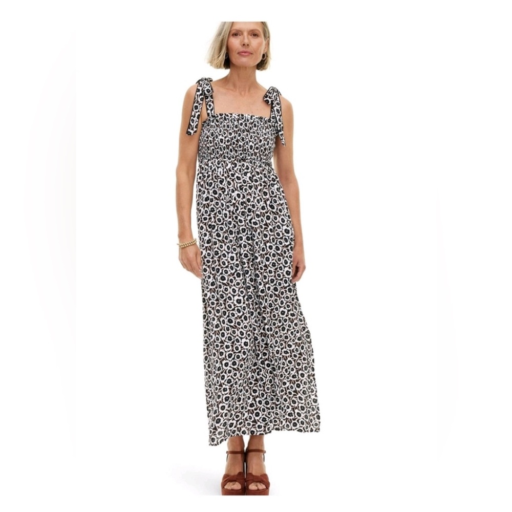 Smocked Tie Strap Neutral Poppy Midi Dress - DVF for Target